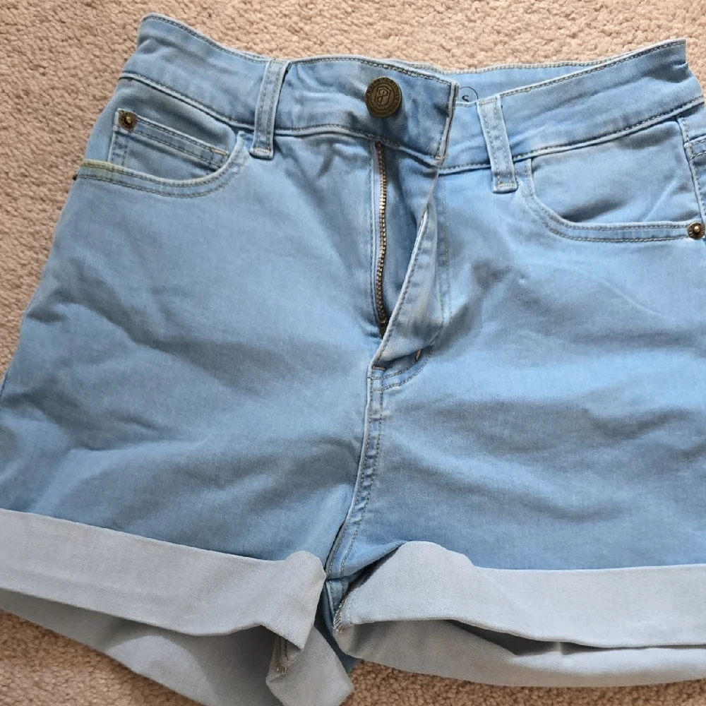 Born Primitive Pale Blue Cuffed Denim Shorts - Picture 1 of 3